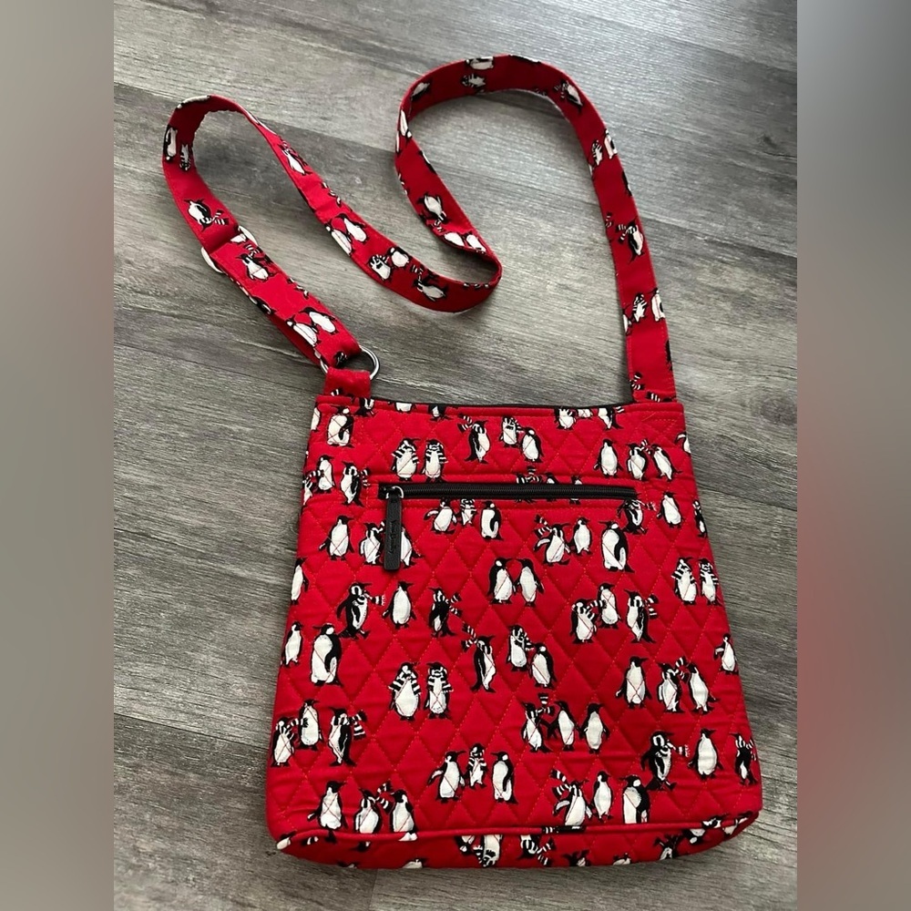 Vera Bradley Red Quilted Penguin Crossbody Bag - Holiday Edition SKU #P650